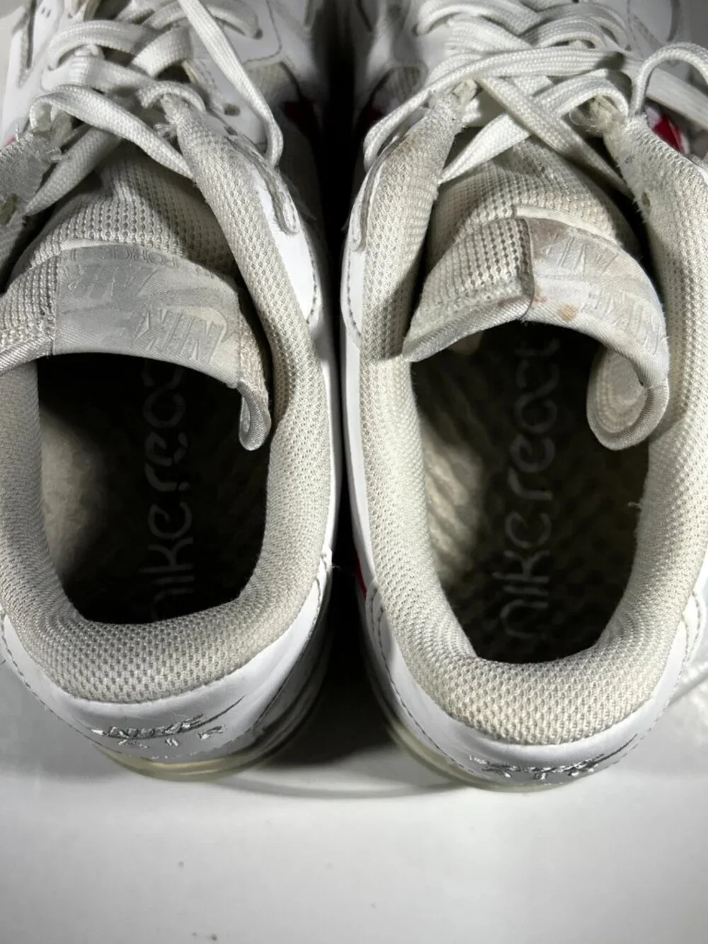 Nike Air Force 1 React Mens Leather Shoes Size 10.5 White Custom Red AF Sneakers